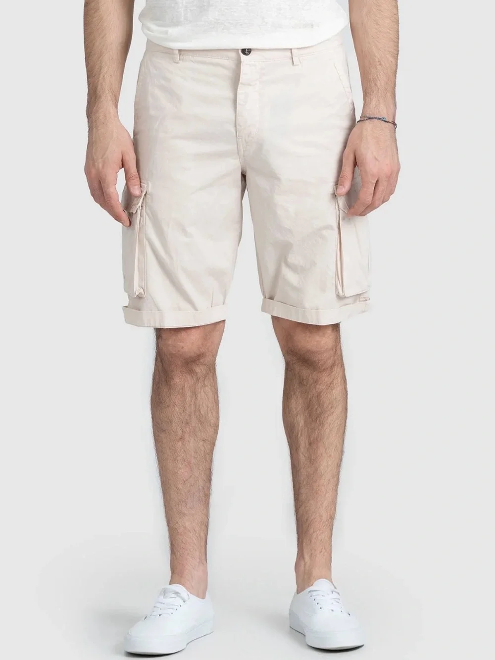 Paulo Solari  casual Men's Cream Cargo Shorts with Utility Pockets size 42  NWT